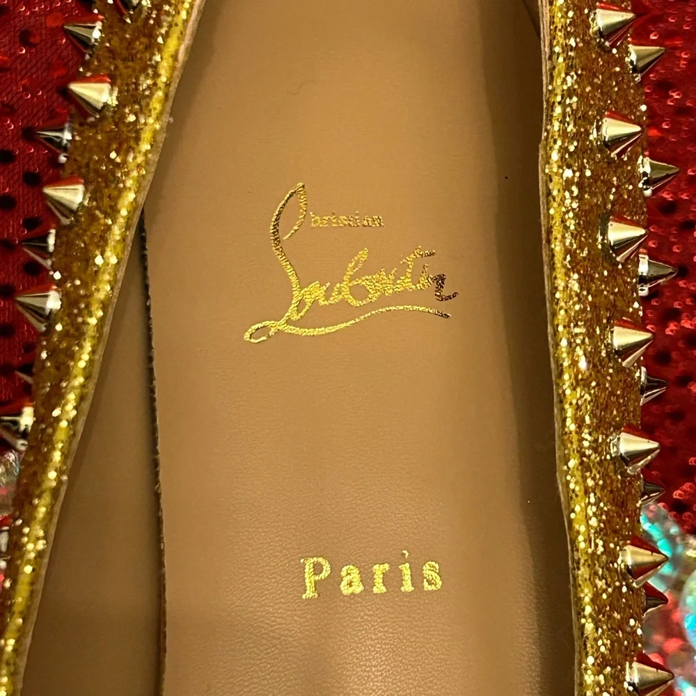 Christian Louboutin Gold Studded Women's Shoes Size 44 (US Women’s 12) - Picture 8 of 15